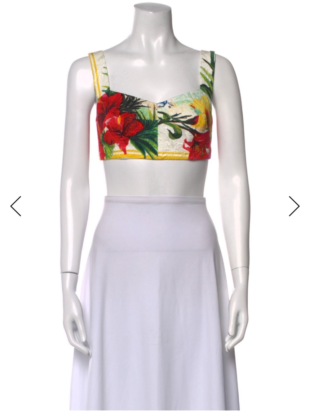 Dolce & Gabbana Floral Crop Top in White, Red, Yellow, Green